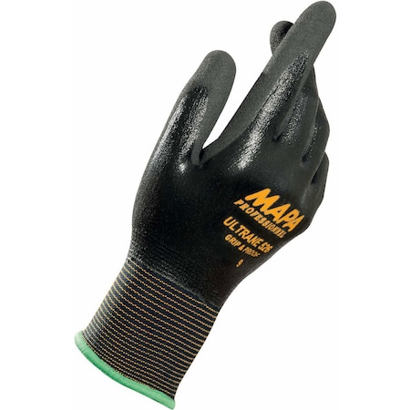 Mapa Coated Gloves, Nitrile, Black, S 1 PR 526417